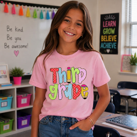Preppy Girl Third Grade Pencil Tee