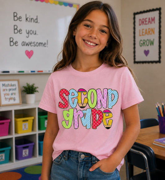 Preppy Girl Second Grade Pencil Tee