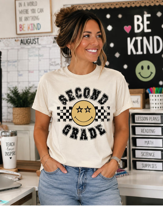 Retro 2nd Grade Smiley Face Tee