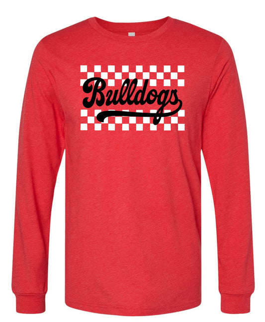 Retro Bulldogs Mascot Long Sleeve Tee