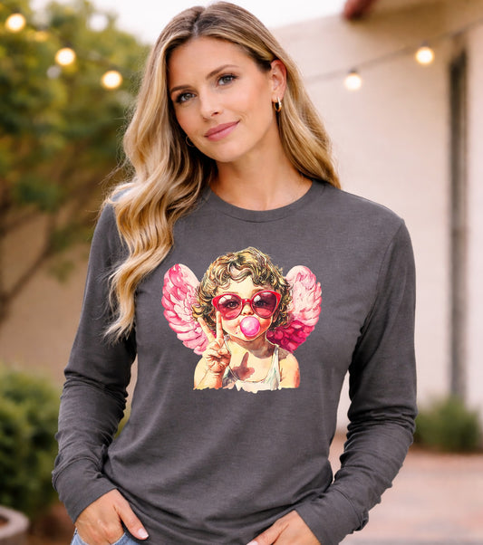 Retro Cupid Bubblegum Long Sleeve Tee