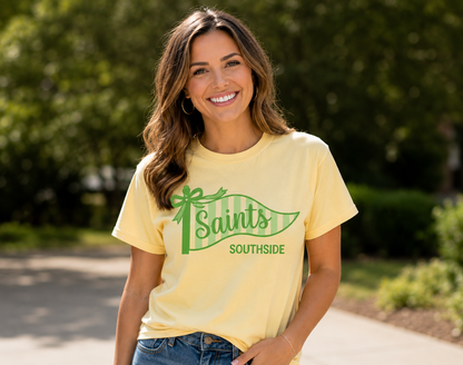 Saints Striped Pennant Comfort Colors Tee