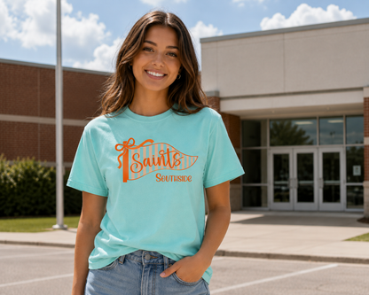 Saints Striped Pennant Comfort Colors Tee