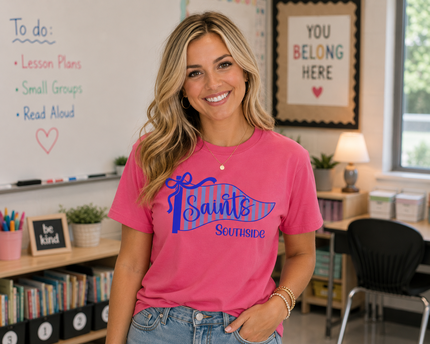 Saints Striped Pennant Comfort Colors Tee