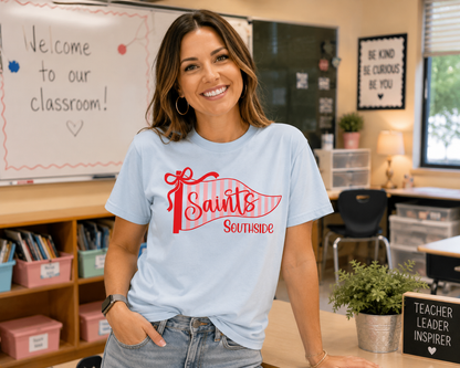 Saints Striped Pennant Comfort Colors Tee