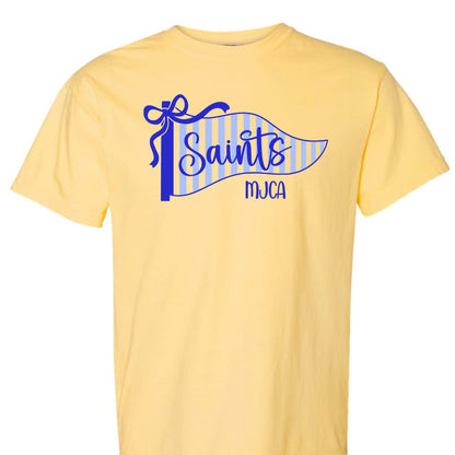 MJCA Saints Striped Pennant Comfort Colors Tee