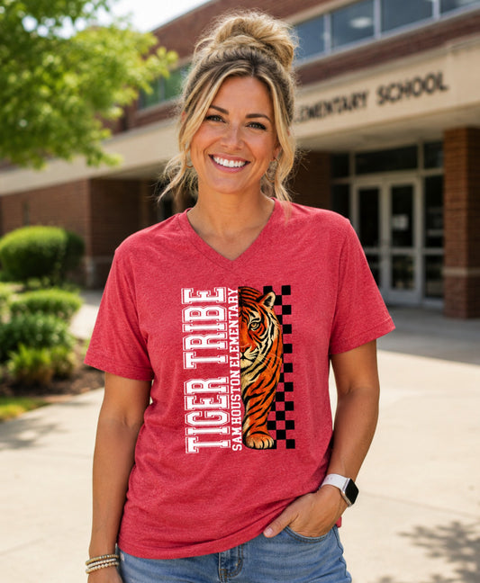 Tiger Tribe V Neck Tee