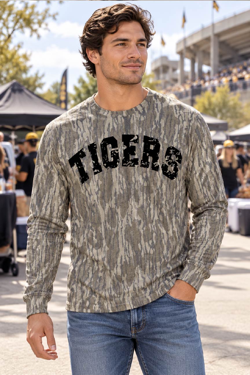 Tigers Mossy Oak Bottomland Camo Long Sleeve Tee-PRE ORDER