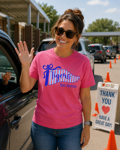 Tigers Striped Pennant Comfort Colors Tee - Sam Houston