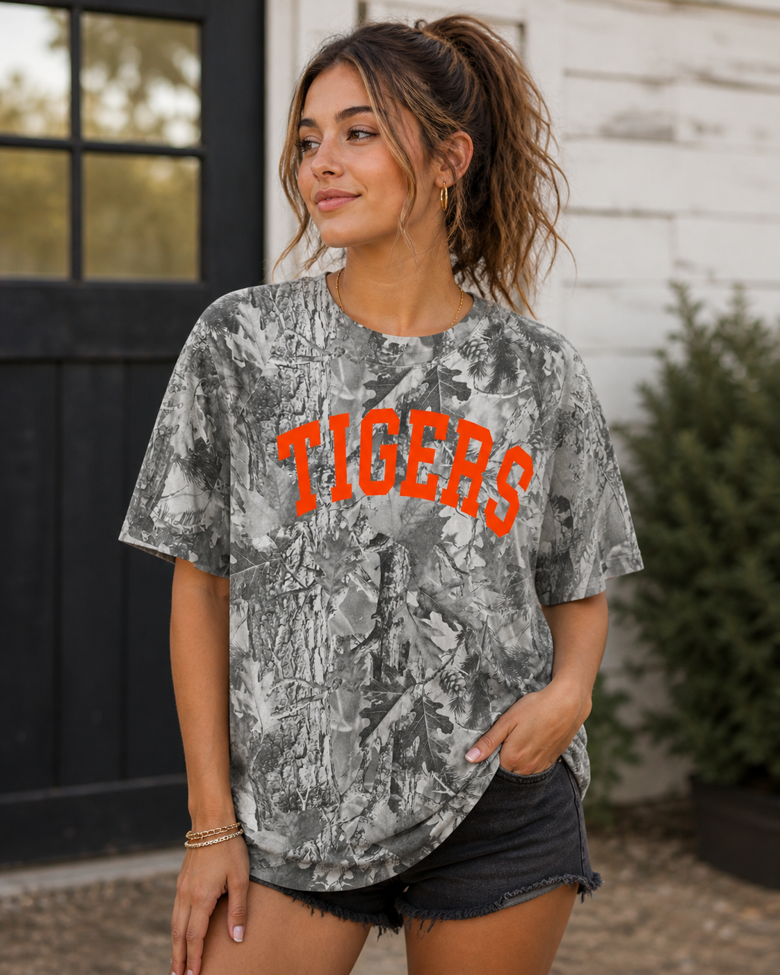 Tigers Vintage Gray Camo Tee