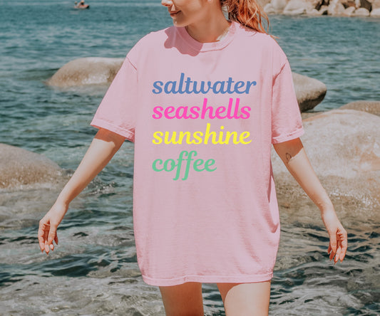 Saltwater Seashells Sunshine Coffee Tee