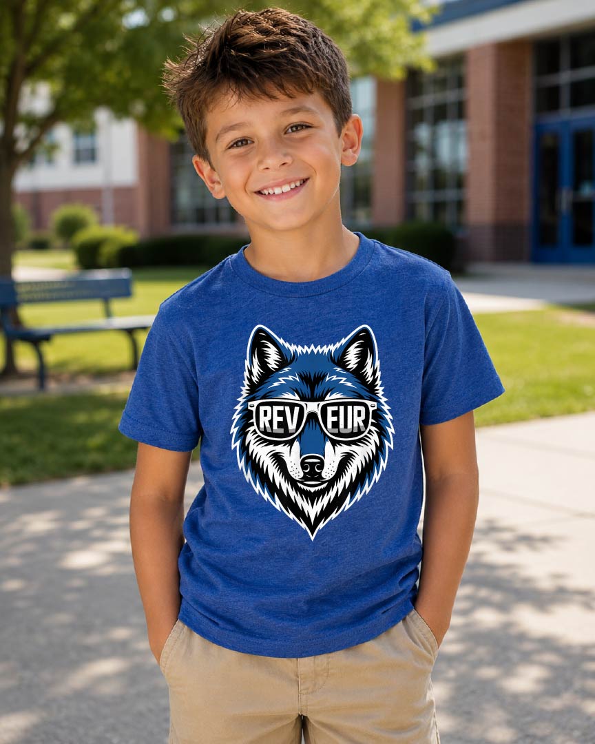 Reveur Shades Youth Tee | House of Reveur Wolf Spirit Shirt | School House System Kids Tee