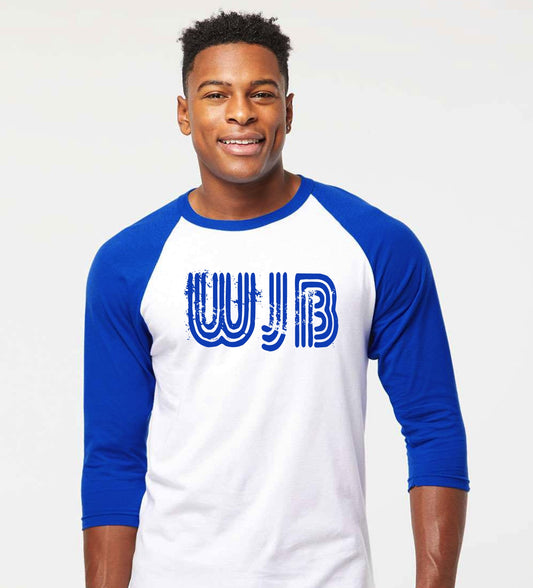 WJB Distressed Varsity Raglan Tee