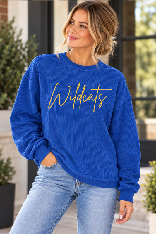 Wildcats Signature Corded Crewneck (blue/gold)