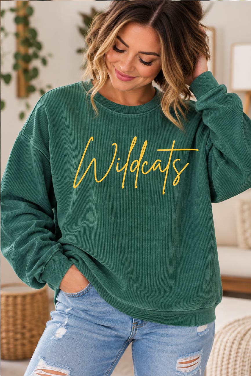 Wildcats Signature Corded Crewneck (green/gold)