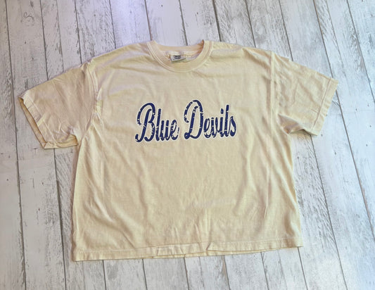 Blue Devils Distressed Boxy Crop Tee