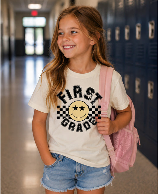 Retro 1st Grade Smiley Face Tee