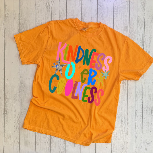 Kindness Over Coolness Tee – Colorful Positive Graphic Shirt
