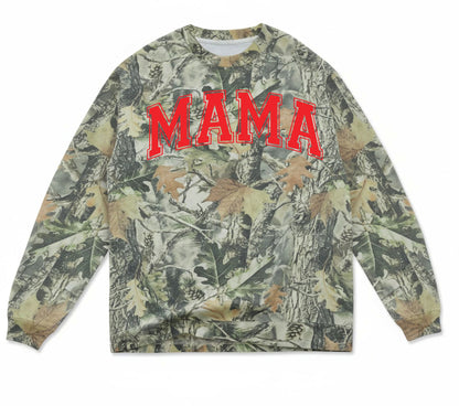 Mama Varsity Vintage Wood Camo Long Sleeve Tee