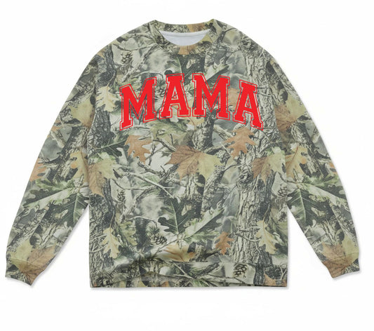 Mama Varsity Vintage Wood Camo Long Sleeve Tee